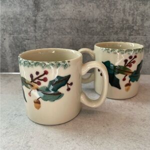 Festive Ceramic Coffee Mugs - Set of 2